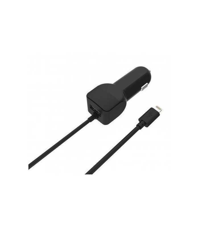 Alimentator USB bricheta auto cu cablu Lighting 2 iesiri 2.4A negru Well