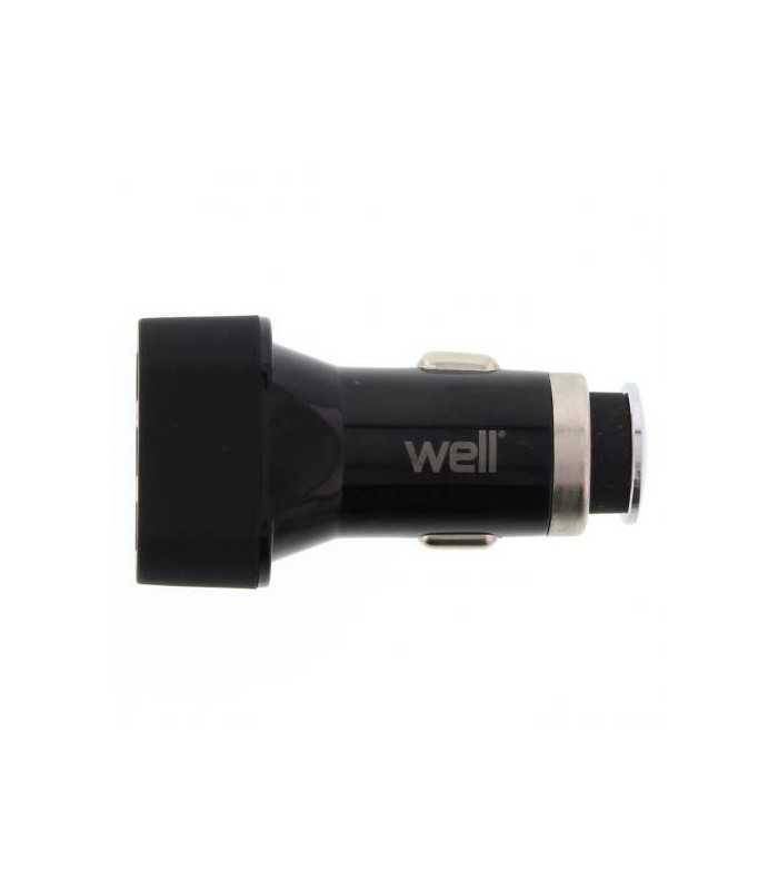 alimentator usb bricheta auto quick charge 3 iesiri 28w negru well 2
