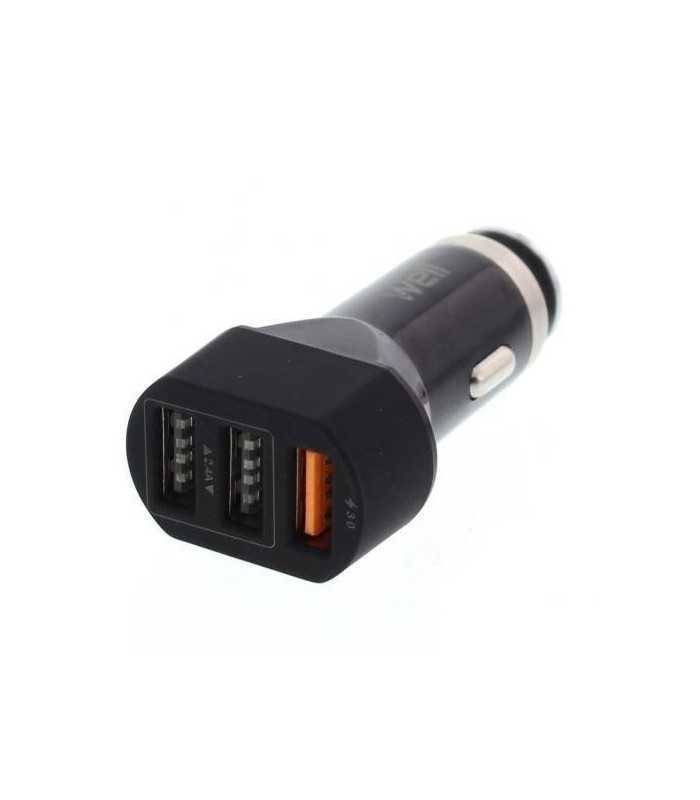 Alimentator USB bricheta auto Quick Charge 3 iesiri 28W negru Well