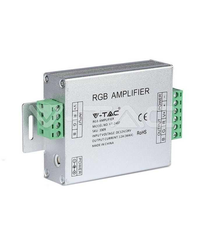 amplificator banda led rgb 12 24vdc 12a 3 canale x4a v tac 3