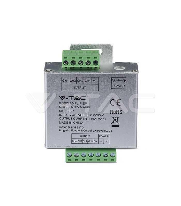 amplificator banda led rgbw 12 24vdc 24a 4x 6a v tac 5