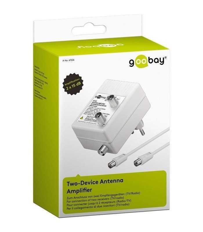 amplificator semnal tv antena dvb t dvb t2 dvb c 2x 15db goobay 1