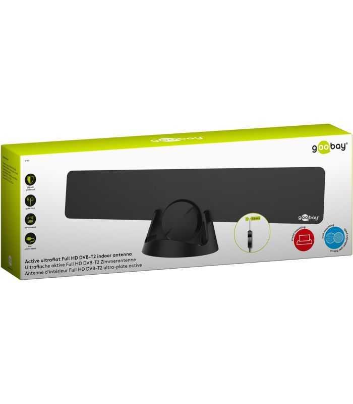 Antena De Interior Full Hd Ultra Plata 16dbi Filtru Gsm Lte 4g Dvb T Dvb T2 Activa Goobay 67183