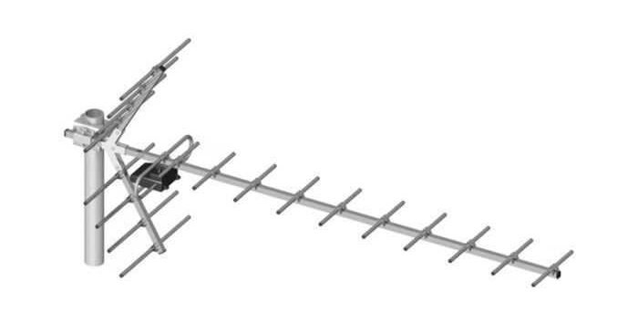 Antena directionala tip Yagi 19 DVB-T + analogice 21 - 60 474-862MHz 16dB polarizare orizontala verticala