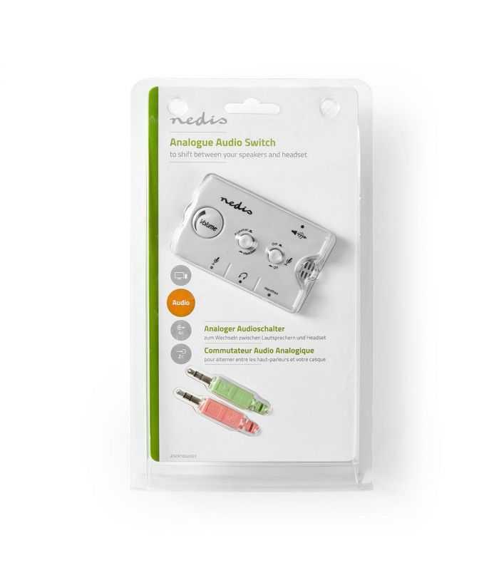 audio switch comutator audio analogic nedis jack 2x 35 mm tata 3x 35 mm mama 25 mm mama gri 6