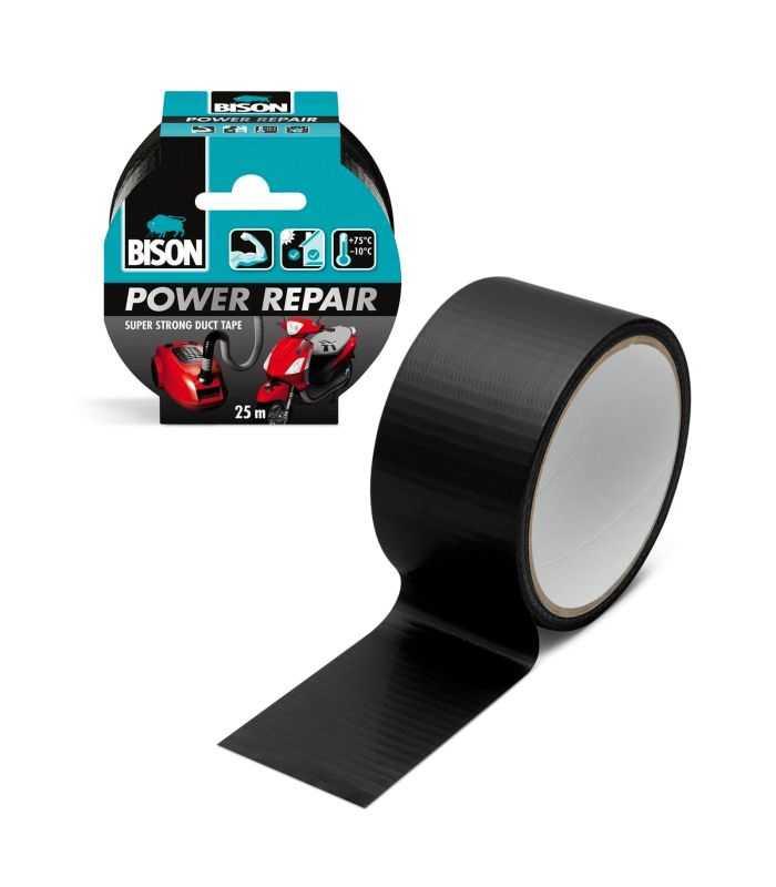 Banda adeziva intarita cu material BISON Power Repair neagra 10m