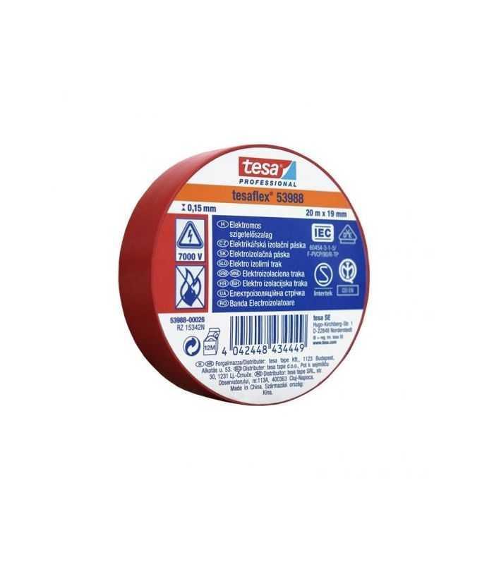 Banda Adeziva Izolatoare 19mm X 20m Rosu Tesa T 53988 26