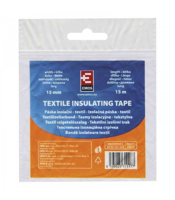banda adeziva izolatoare textila 15m x 15mm negru f6515 emos 2