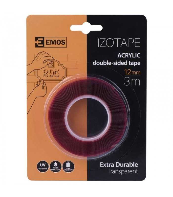banda dublu adeziva 3m x 12mm acrilica transparenta emos 1