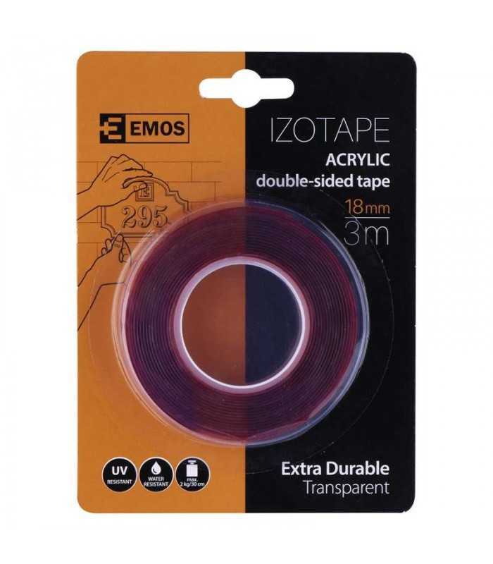 banda dublu adeziva 3m x 18mm transparent f6080 emos 1