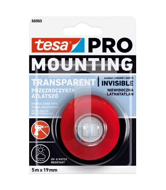 Banda dubluadeziva montare transparenta 19mm 5m Tesa PRO 66965-00007