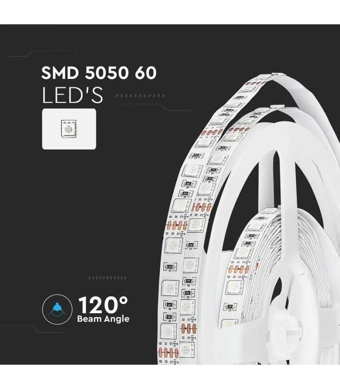Banda Led 12v Smd5050 60led M 7w M 900lm Rgb Ip20 5m V Tac Sku 212120