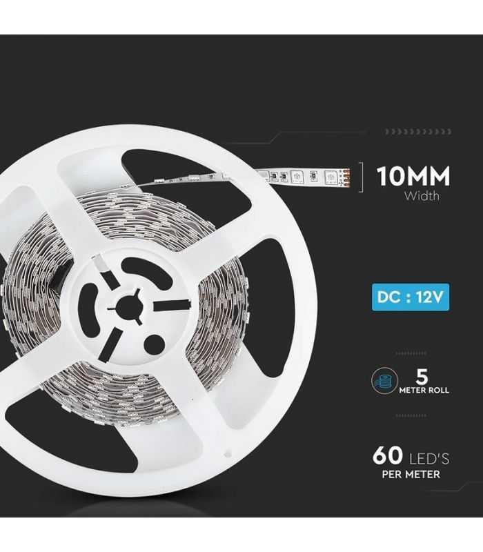 Banda Led 12v Smd5050 60led M 7w M 900lm Rgb Ip20 5m V Tac Sku 212120