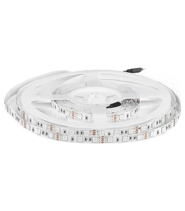 Banda LED 12V SMD5050 60LED/m 7W/m 900lm RGB IP20 5m V-TAC SKU-212120