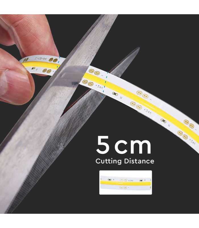 Banda Led Cob 24v 10w M 4000k Ip20 5m V Tac Sku 212653