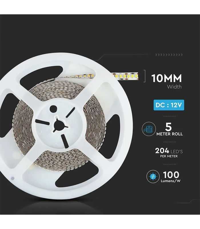Banda Led Smd2835 12v 17w M 204led M 800lm M 4000k Ip20 5m V Tac Sku 212462