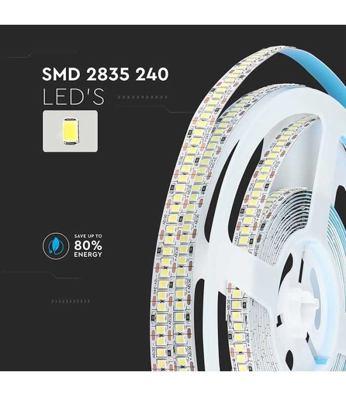 Banda Led Smd2835 12v 20w M 240led M 2000lm M 3000k Ip20 5m V Tac Sku 212164