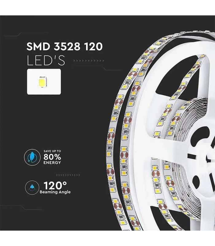 Banda Led Smd3528 12v 8w M120led M 800lm M 4000k Ip20 5m V Tac Sku 212042