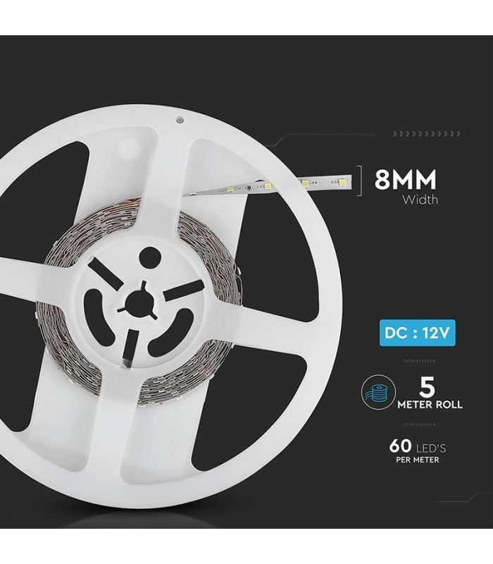 Banda Led Smd3528 60led M Verde 12v Ip20 5m V Tac Sku 212011