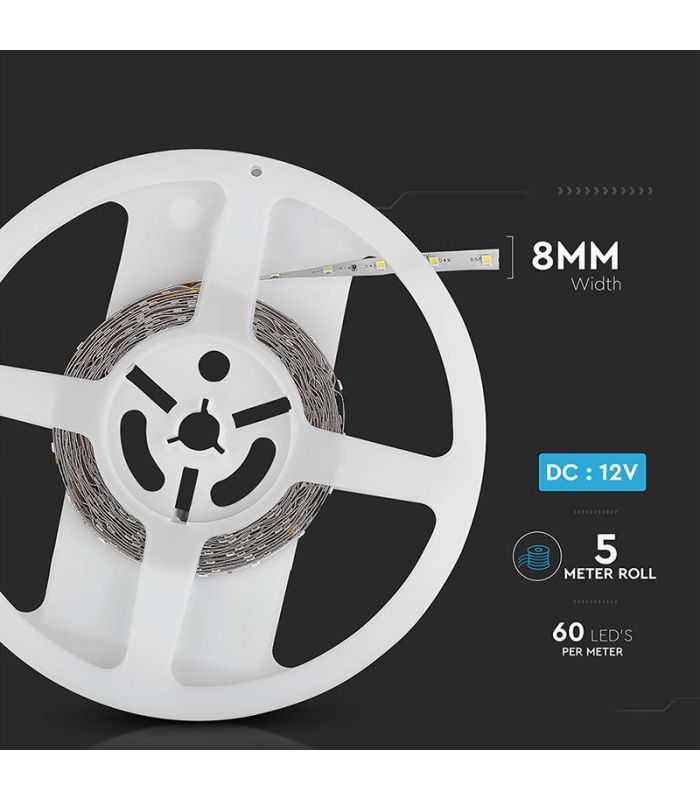 Banda Led Smd3528 Rosu Ip20 5m V Tac Sku 212015