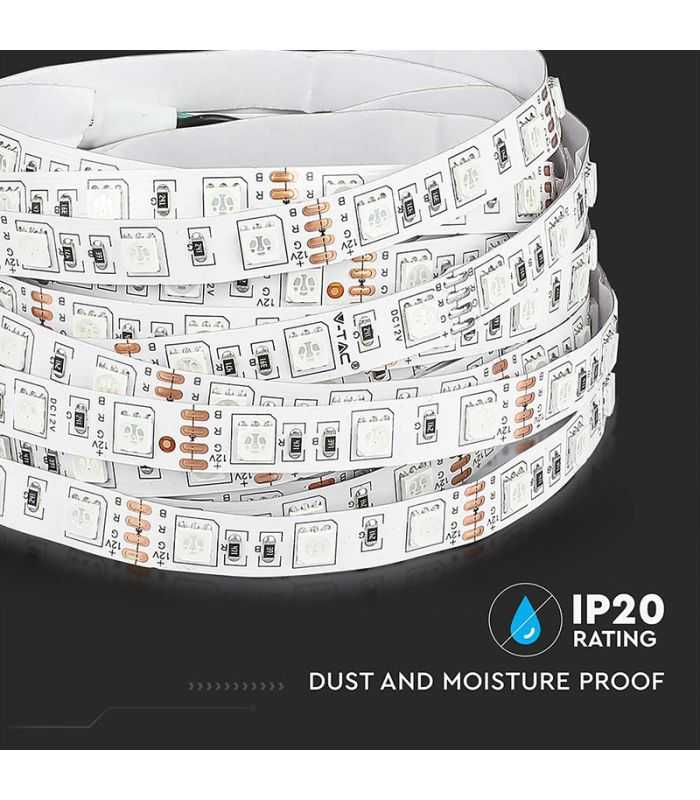 Banda Led Smd5050 60led M Galben Ip20 5m V Tac Sku 212156