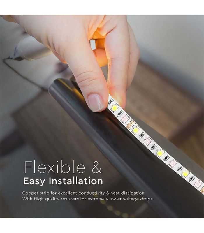 Banda Led Smd5050 60led M Rgb Alb Rece 6500k 12v Ip20 5m V Tac Sku 212159