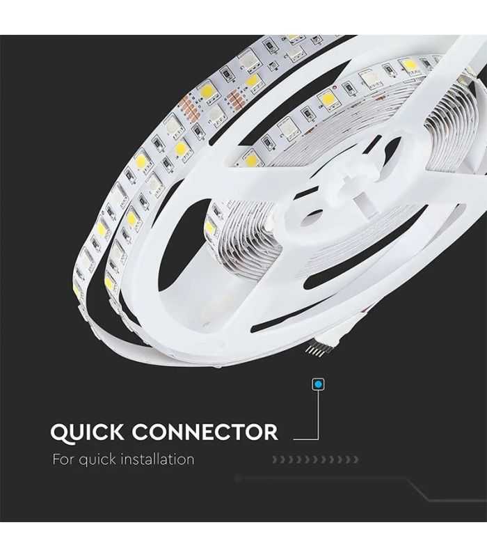 Banda Led Smd5050 60led M Rgb Alb Rece 6500k 12v Ip20 5m V Tac Sku 212159