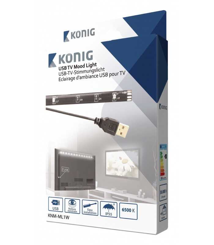 banda led usb pentru televizor 90cm 88lm 6500k lumina rece konig 2
