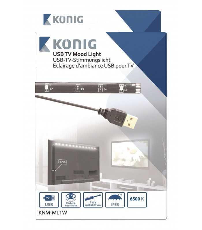 banda led usb pentru televizor 90cm 88lm 6500k lumina rece konig 3