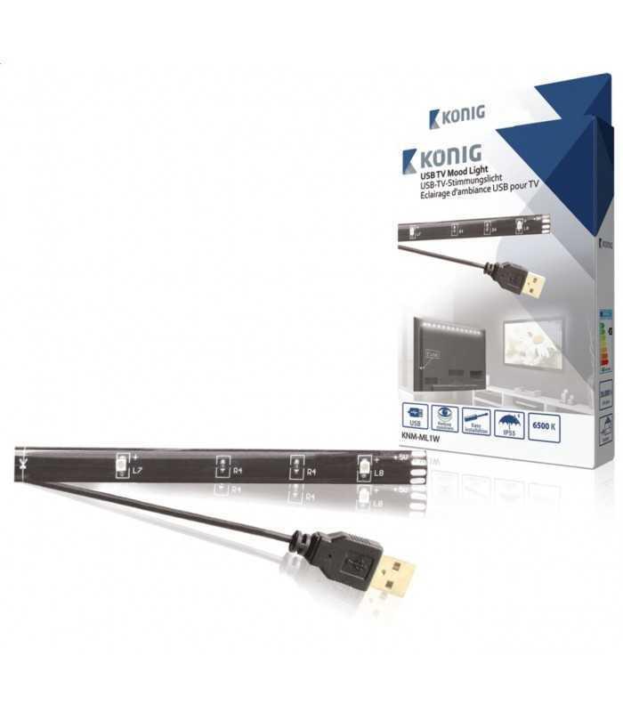Banda LED USB pentru televizor 90cm 88lm 6500K lumina rece Konig
