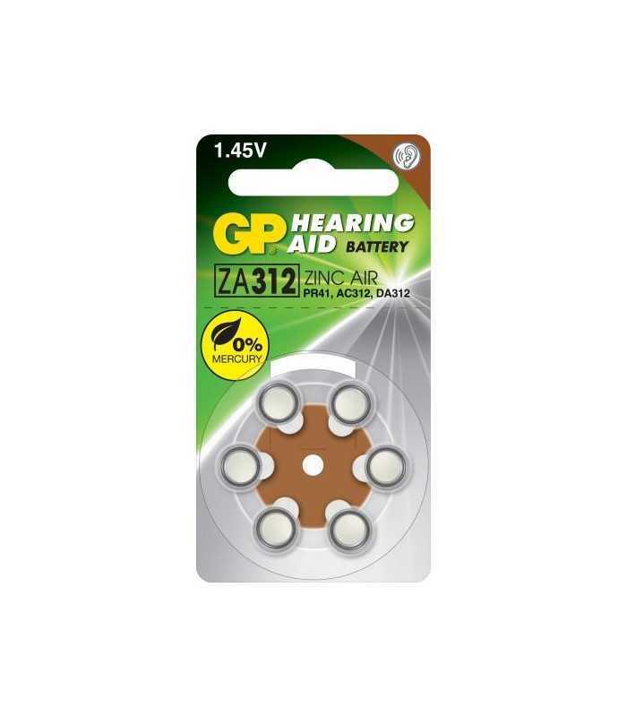 Baterie auditiva ZINC AIR GP ZA312 PR41 AC312 DA312 7.9x3.6mm 1.45V 6buc