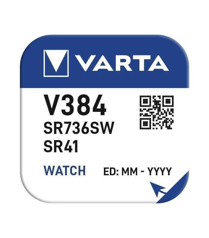 baterie v384 varta silver oxide 155v ag3 sr41sw lr41 79x36mm 2