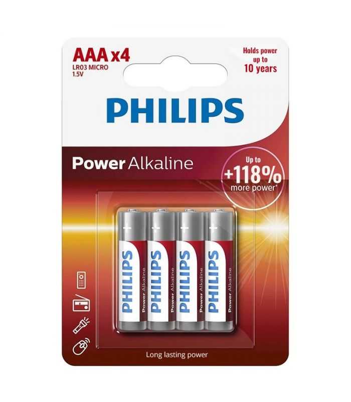 Baterii POWER alkaline AAA LR3 blister 4buc PHILIPS