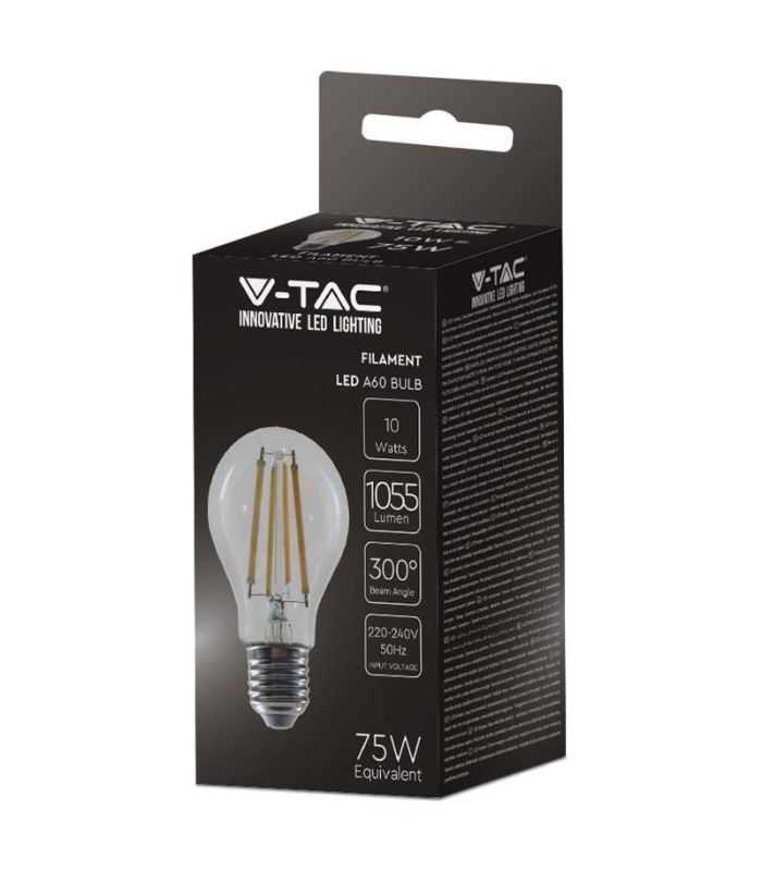 Bec A60 E27 Filament Led 12w 1521lm 6500k Alb Rece V Tac Sku 217460