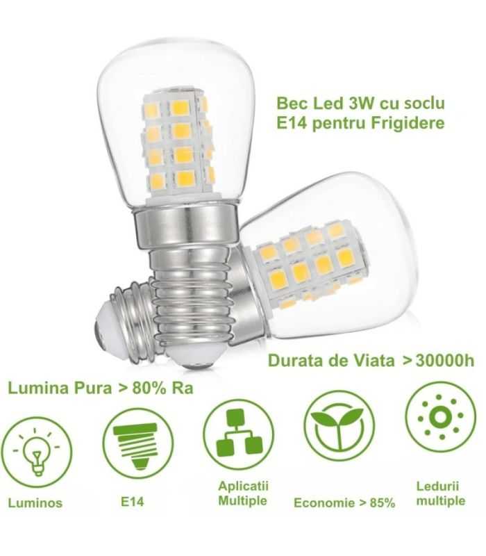 Bec E14 LED 3W pentru frigider -20C +45 230-038