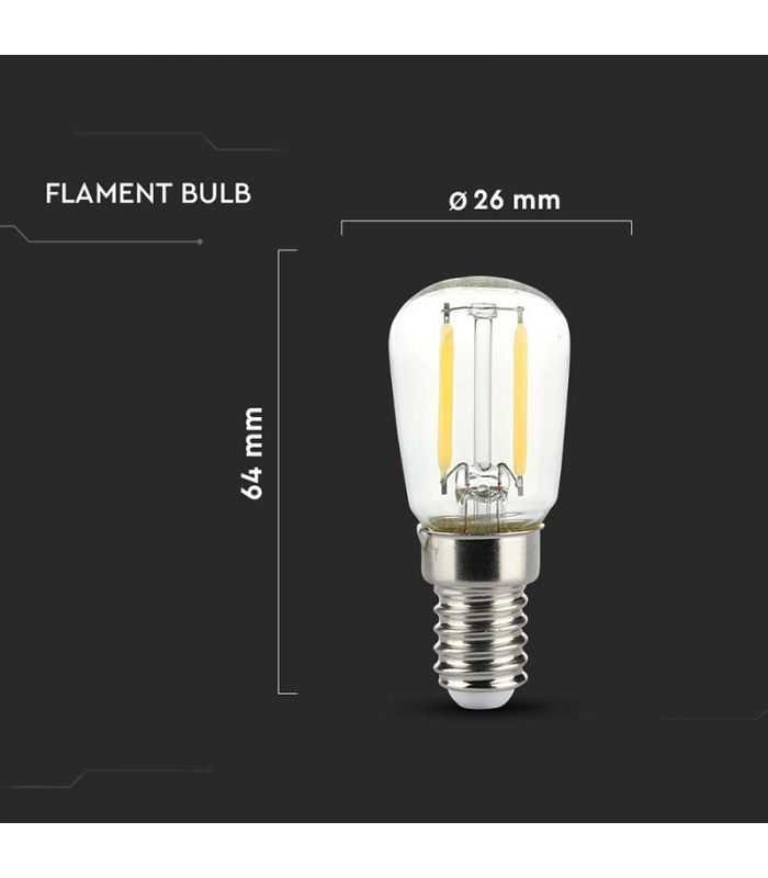 Bec E14 St26 Cu Filament Led 2w 4000k Alb Neutru V Tac Sku 214445