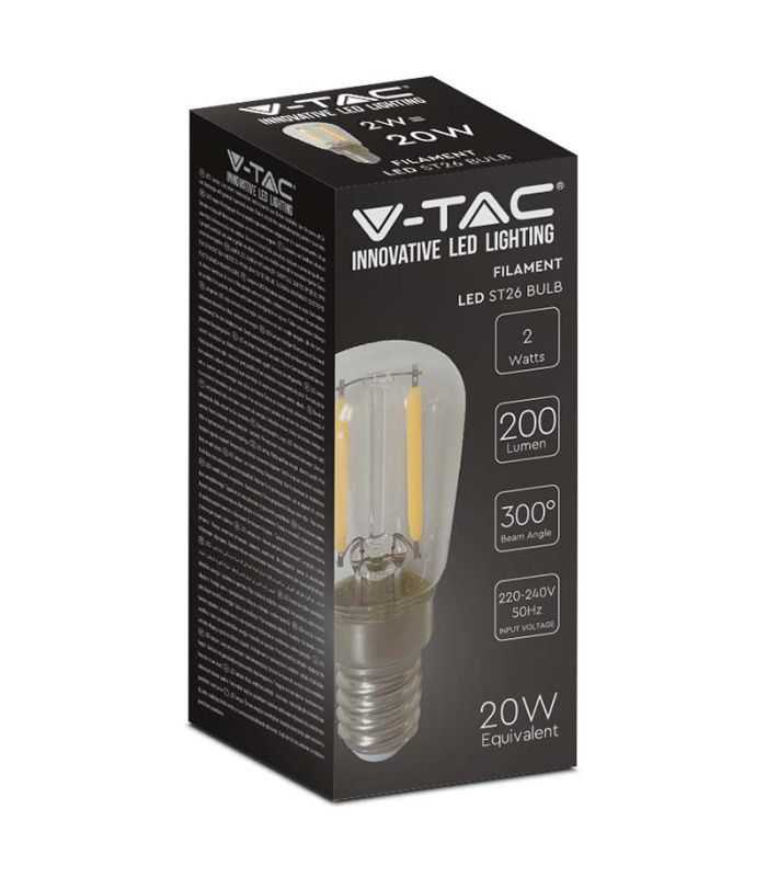 Bec E14 St26 Cu Filament Led 2w 6500k Alb Rece V Tac Sku 214445