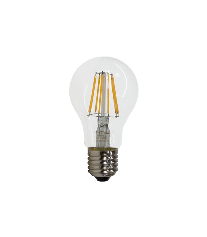 Bec E27 cu filament LED A60 6W 2700K V-TAC