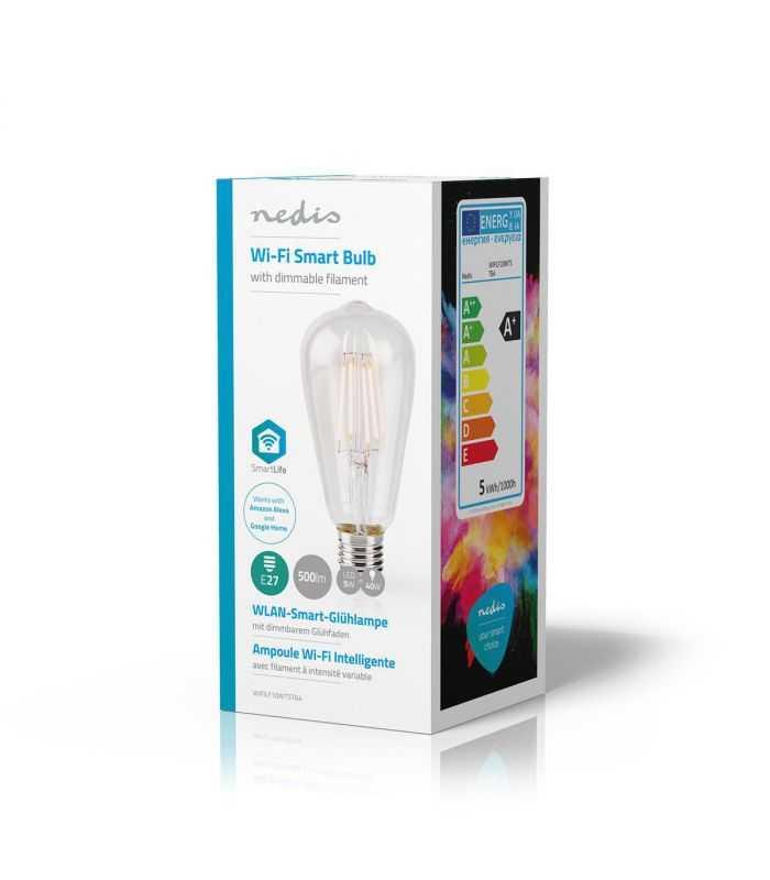 Bec Edison Wi Fi Smart Led Filament Bulb E27 St64 5w 500lm Nedis