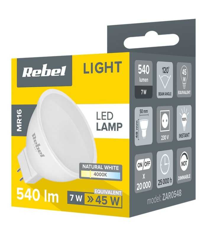 Bec Led 7w Mr16 Gu4 4000k 230v Rebel Zar0548