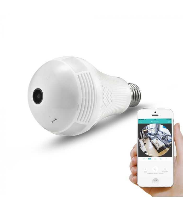 bec led cu camera ip vr bulb camera panoramic wi fi 360eyes 100 240v white 1