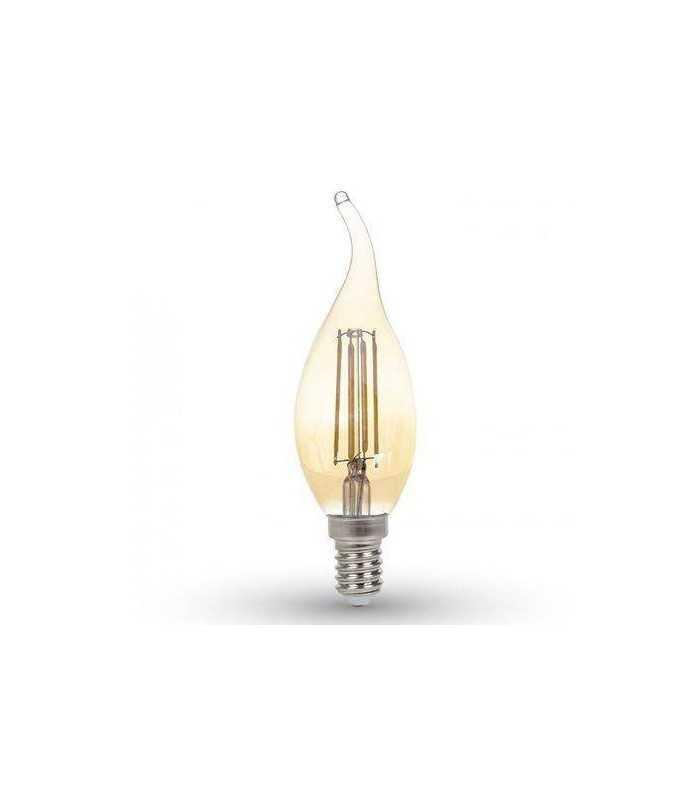 Bec LED E14 4W alb cald cu filament 2200K V-TAC