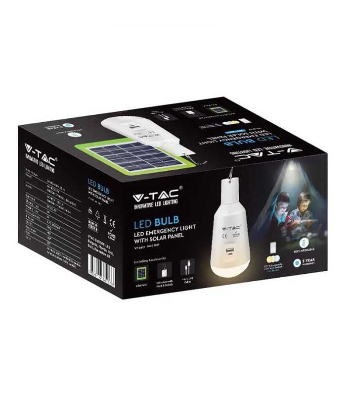 Bec Led E27 7w 3in1 Cu Acumulator Incarcare Solara V Tac