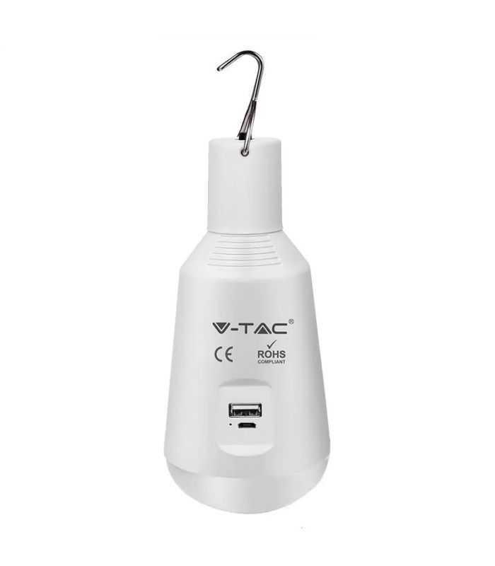 Bec LED E27 7W 3in1 cu acumulator incarcare solara V-TAC