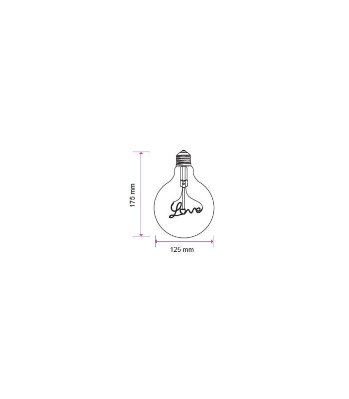 Bec LED G125 E27 5W 70lm cu filament 2200K alb cald model LOVE V-TAC 4 bec led g125 e27 5w 70lm cu filament 2200k alb cald model love v tac 1