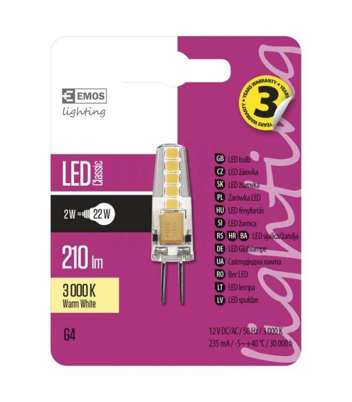 bec led g4 12v 2w 3000k alb cald 210lm zq8620 emos 1