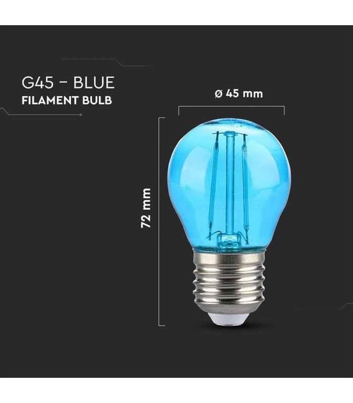 Bec Led G45 E27 2w Cu Filament Lumina Albastra V Tac Sku 217412