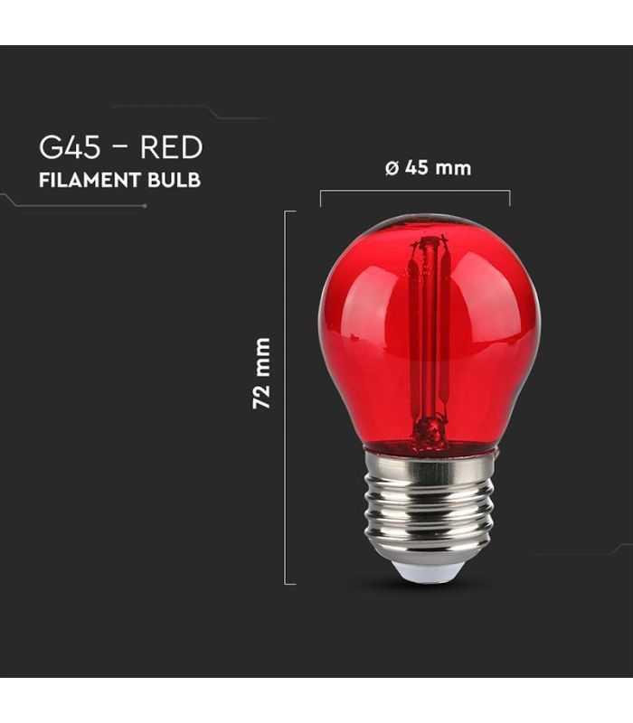 Bec Led G45 E27 2w Cu Filament Lumina Rosie V Tac Sku 217413