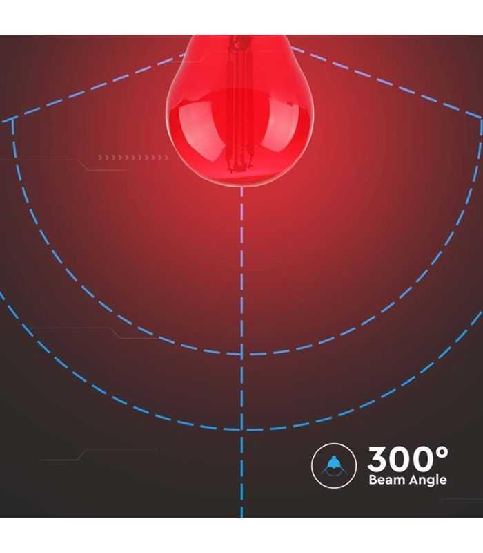 Bec Led G45 E27 2w Cu Filament Lumina Rosie V Tac Sku 217413