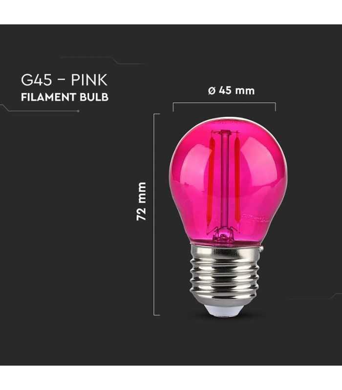 Bec Led G45 E27 2w Cu Filament Lumina Roz V Tac Sku 217410